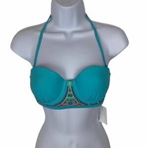 NWT Hobie Embroidered Bikini Top In Sky Blue S
